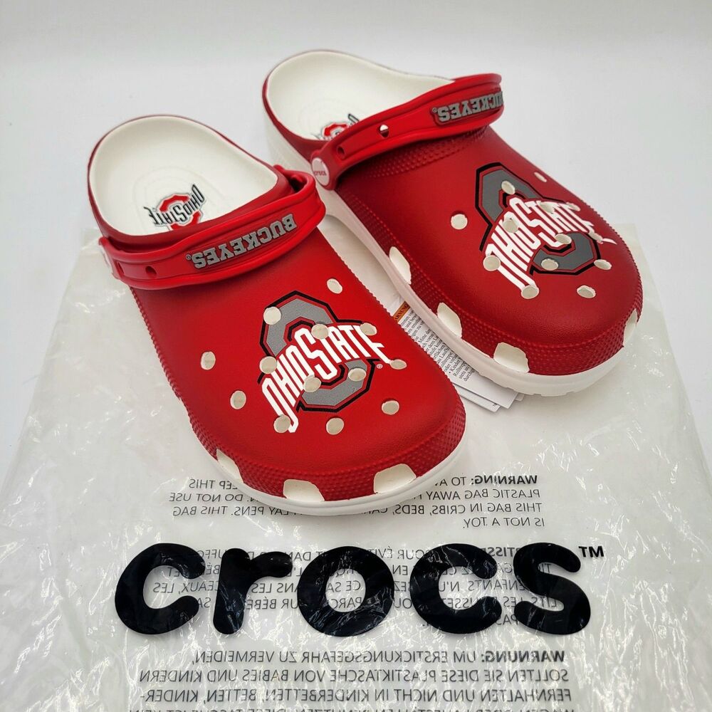 Ohio State Buckeyes Crocs Classic Clogs Men's 9 / W11 NEW - Picture 2 of 9